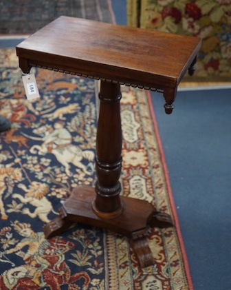 A Victorian style rectangular mahogany occasional table, width 46cm, depth 28cm, height 72cm